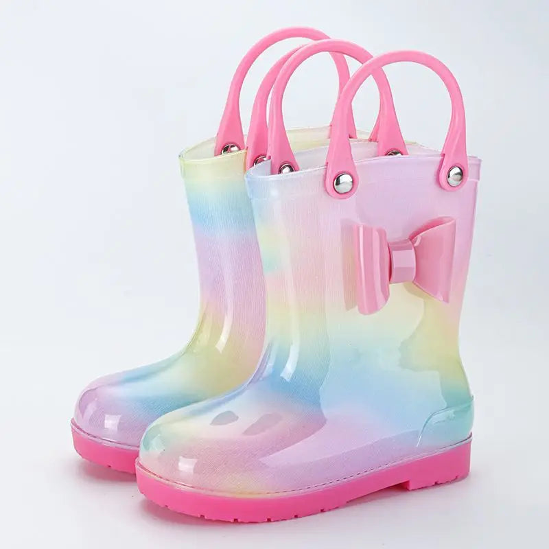 Cartoon Rain Boots For Children Girl Cute Kids Girl Mid-Calf Waterproof Rain Boots Little Baby Girl Outwear Non-Slip Water Boots
