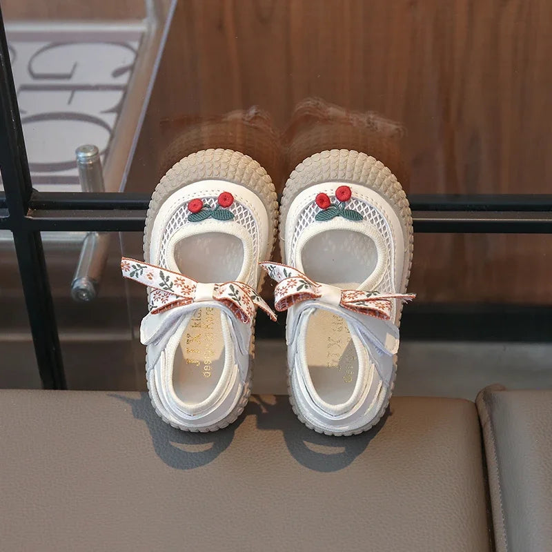 Baby Girls Sandals Cut-outs Cherry Children Beach Shoes Toddler Kids Summer Princess Shoes Anti Slip Soft Sole Babies Sandals