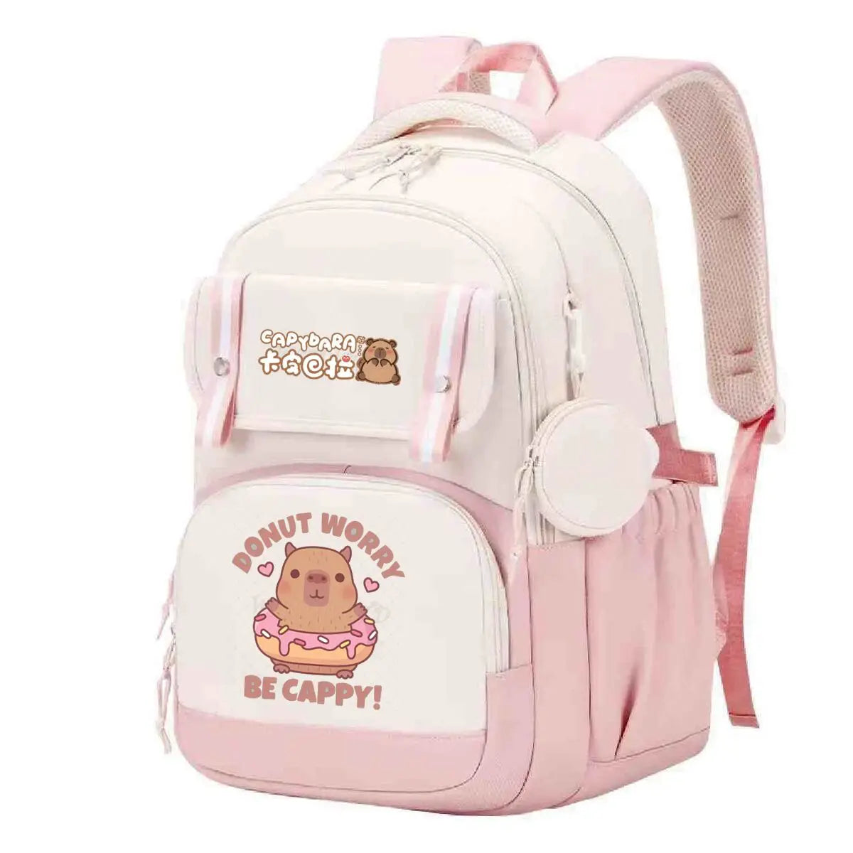 Capybara Print Backpack Girls Boys Cute Cartoon Outdoor Travel Bagpack Large Capacity Capybara Birthday Gifts Teeneger Schoolbag
