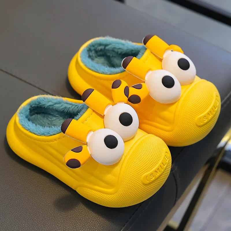 Children Shoes Winter Baby Cartoon Warm Cotton Plush Slippers Antiskid Slippers House Kids Lovely Waterproof Sandalias De Mujer