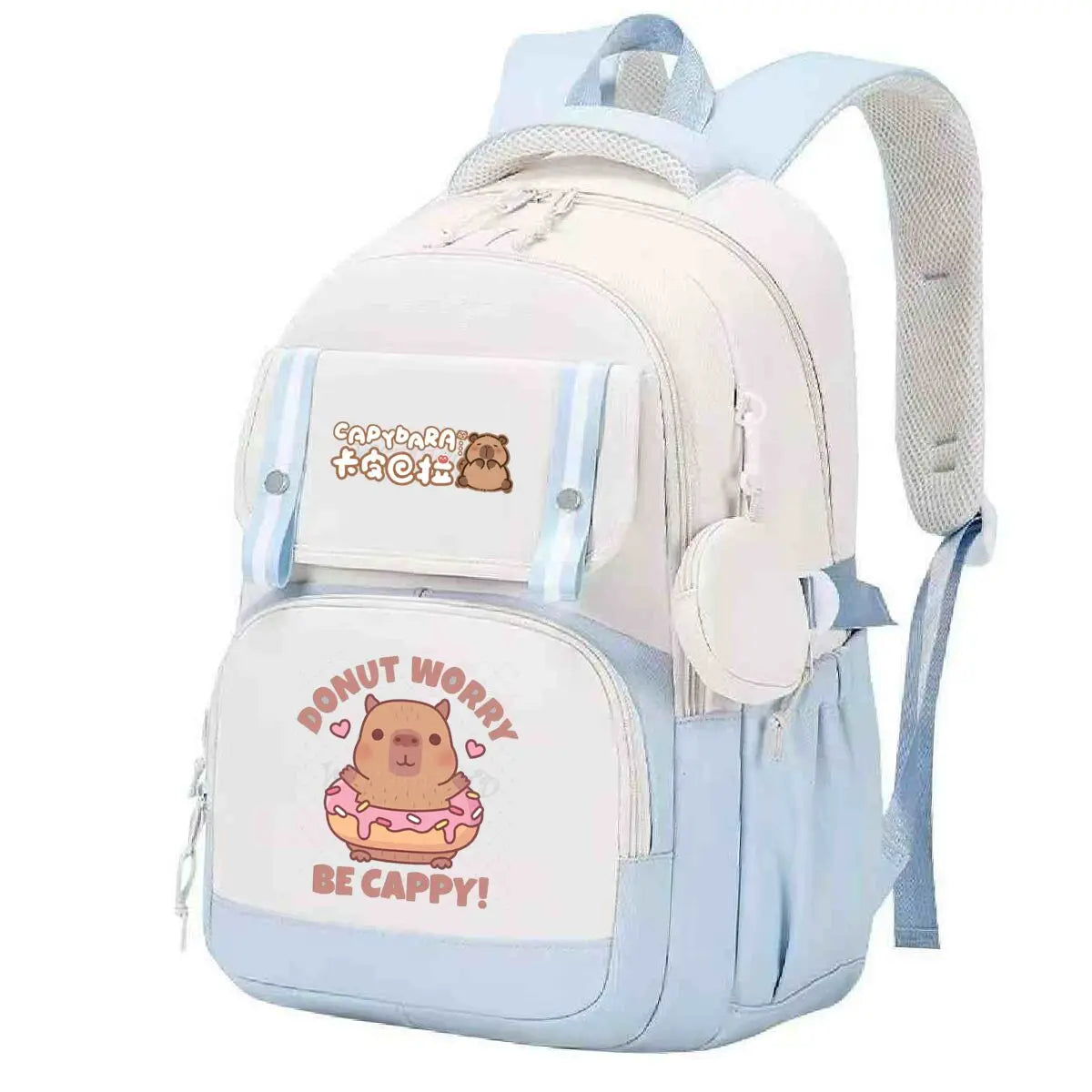 Capybara Print Backpack Girls Boys Cute Cartoon Outdoor Travel Bagpack Large Capacity Capybara Birthday Gifts Teeneger Schoolbag