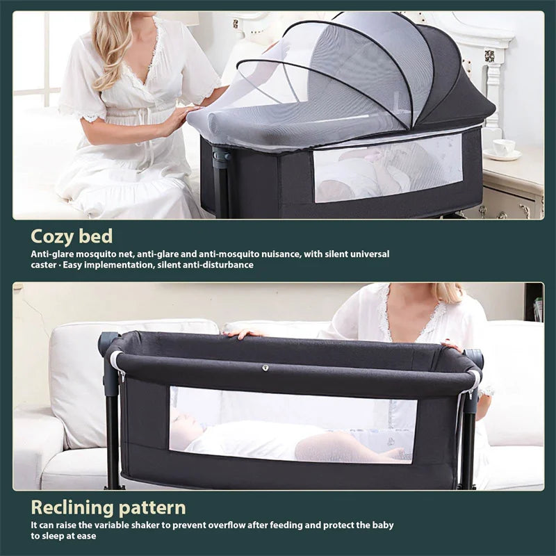 Baby Cradle folding King Bed, Baby Bed, mosque Net, Adjustable wide Storage Bag, Adjustable Portable Bed Baby Bed