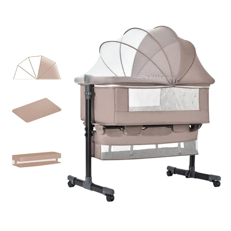Baby Cradle folding King Bed, Baby Bed, mosque Net, Adjustable wide Storage Bag, Adjustable Portable Bed Baby Bed