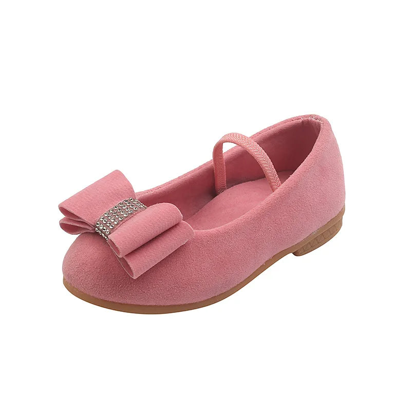 Children's Flat Shoes Girls Soft bottom Bowknot Princess Shoes Red Pink Black Kids Single Shoes Chaussure Fille 2 3 4 5 6 7-13T