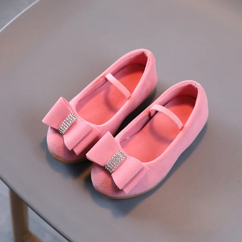 Children's Flat Shoes Girls Soft bottom Bowknot Princess Shoes Red Pink Black Kids Single Shoes Chaussure Fille 2 3 4 5 6 7-13T