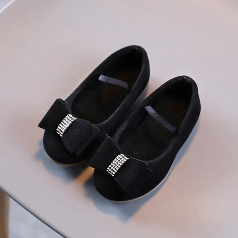 Children's Flat Shoes Girls Soft bottom Bowknot Princess Shoes Red Pink Black Kids Single Shoes Chaussure Fille 2 3 4 5 6 7-13T