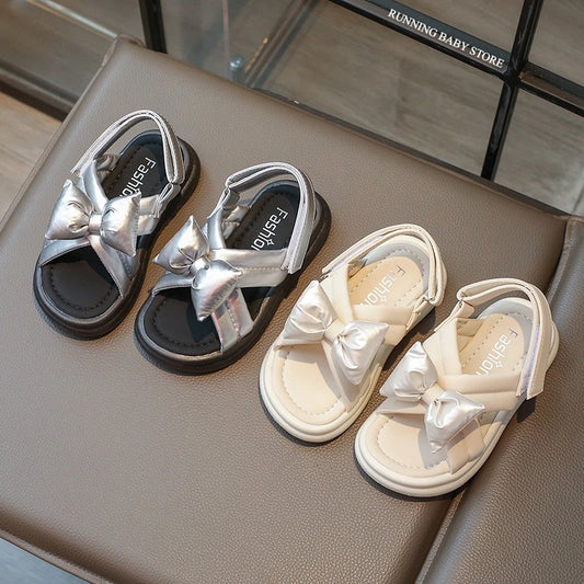 Sandals for Girls Fashion Summer Shoes 2-12 Year Kids Open Toe Matte PU Leather Shoes Girl Slingbacks Children Slides Hot H05066
