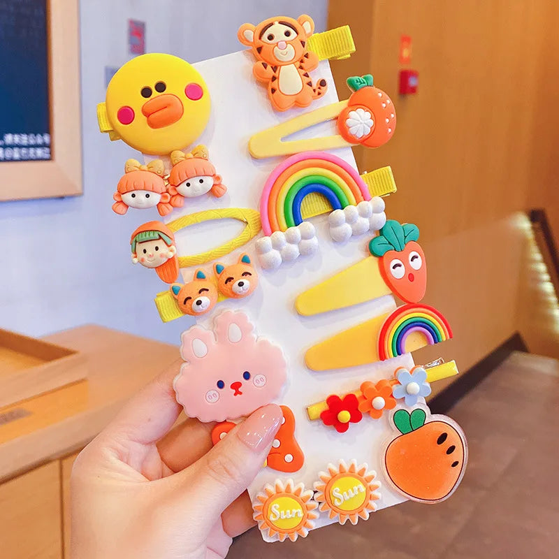 1 Set Children Cute Cartoon Flower Fruit Rubber Bands Hairpins Girls Lovely Hair Clips Kids Hair Bands Hair Accessories Gift