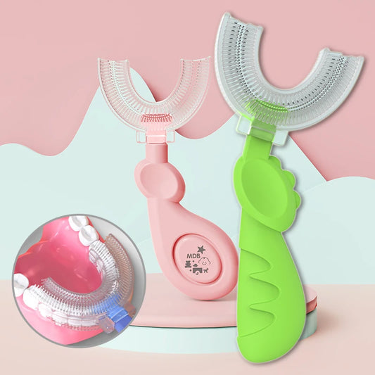2-6 Years Baby 360 Degree U-shaped Oral Care Cleaning Silicone Soft Toothbrush Cartoon Cute Children's Toothbrush