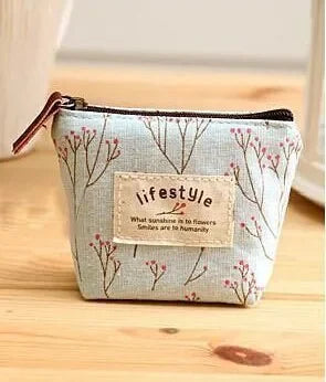 Women Canvas Coin Purse Card Key Mini Purses Pouch Girl Kids Children Cute Small Zipper Coin Purse Card Holder Wallet Bag Case