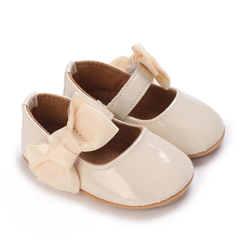 Spring and Autumn Baby Shoes Fashionable Classic Girl Baby Sweet PU Princess Shoes Rubber Sole Anti slip Walking Shoes