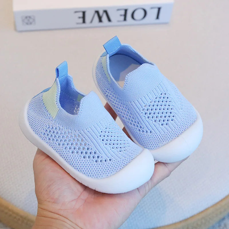 Spring Summer Toddler Shoes Breathable Knitted Kids Sneakers Boys Slip-on Tennis Shoes Girls Soft Non-slip School Casual Shoes