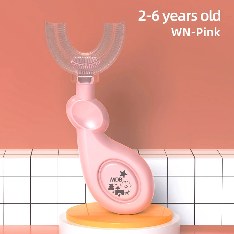2-6 Years Baby 360 Degree U-shaped Oral Care Cleaning Silicone Soft Toothbrush Cartoon Cute Children's Toothbrush