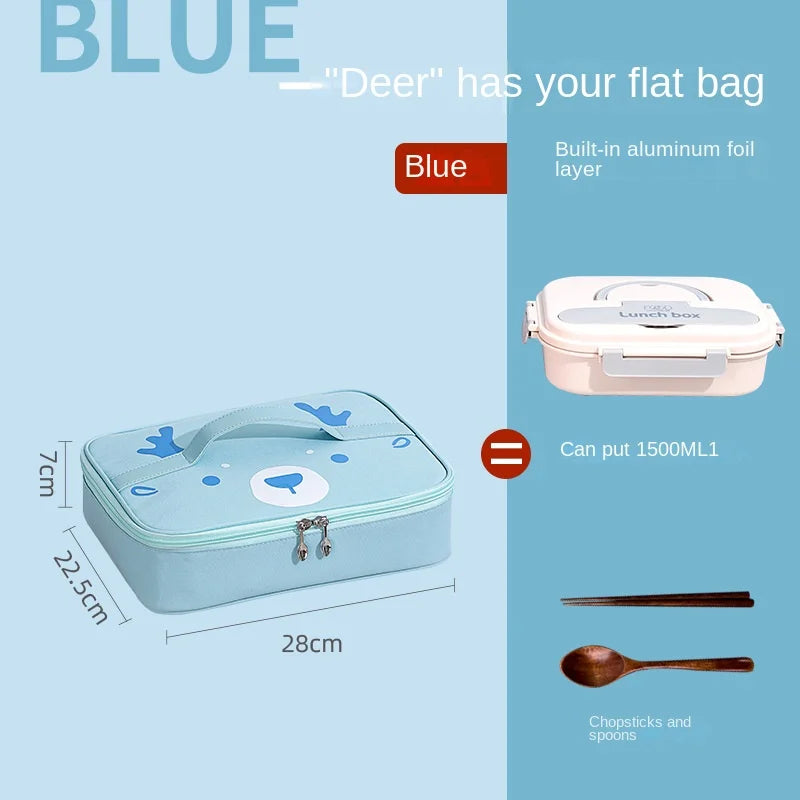Kids Lunch Bag Thermal Bag Cartoon Lock Fresh Insulated Lunch Bag Cooler Bento Pouch Dinner Container Oxford Cloth Handbag