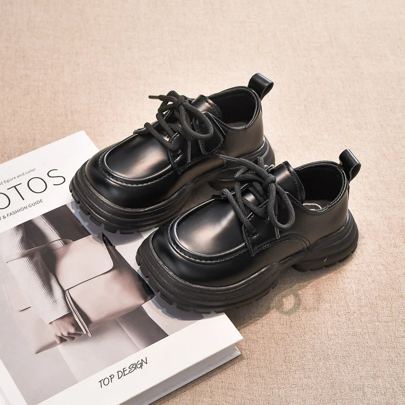 Children's Leather Shoes Black Girl School Uniform Performance Shoes Thick Bottom Versatile Kids Causal Princess Mary Jane Shoes