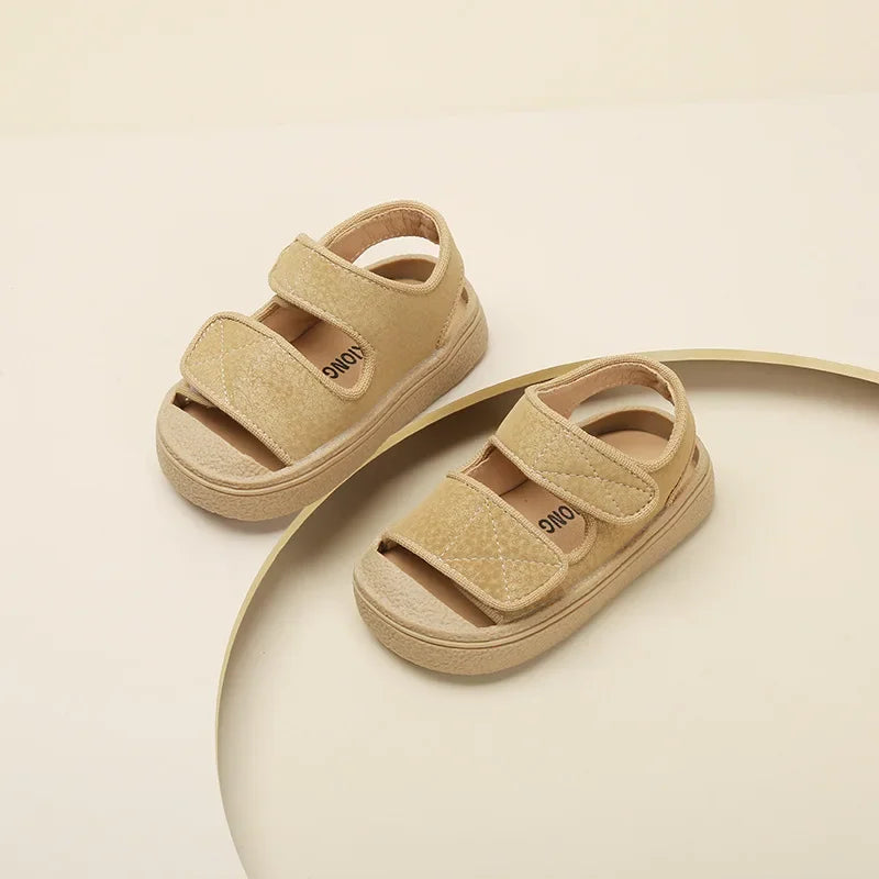 12-16cm Brand Girl's Summer Soft Closed-Toe Sandals,Solid Outdoor Casual Sandals For 0-3years Toddler Boys,Baby Beach Sandals