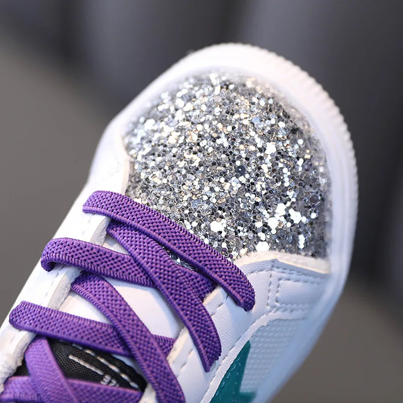 Kids Sneakers 2022 Spring Girls Fashion Glittering and Antiskid Children Chunky Sneakers Baby Shoes Casual Sport Running Sneaker