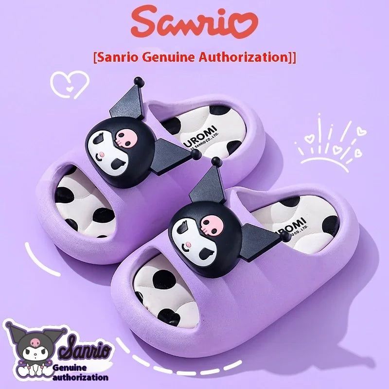 Sanliou Summer Children's Cool Slippers for Girls 2025 New Kuromi Anti slip Middle and Small Children's Baby Bathing Cool Drag