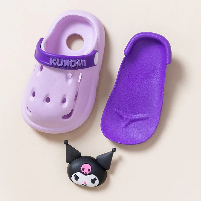 Sanrio Kids' Garden Shoes Girls Non-Slip Indoor Slippers Soft Bottom Breathable Deodorant Cute Cartoon Bow-top Sandals