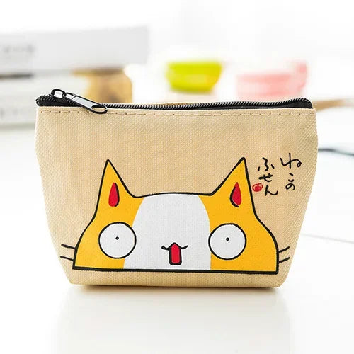 Women Canvas Coin Purse Card Key Mini Purses Pouch Girl Kids Children Cute Small Zipper Coin Purse Card Holder Wallet Bag Case