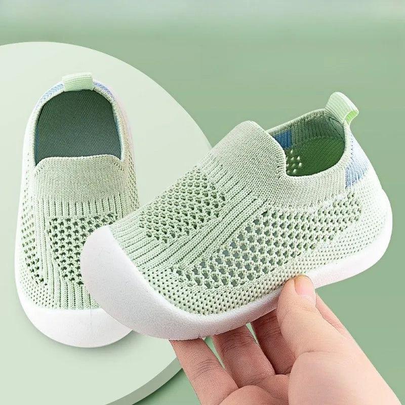Spring Summer Toddler Shoes Breathable Knitted Kids Sneakers Boys Slip-on Tennis Shoes Girls Soft Non-slip School Casual Shoes