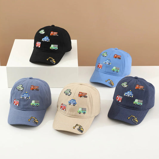 Children 's Sports Hats School Baby Boys Baseball 2025 Summer Embroidered Vehicles Outdoor Kids Caps for 2-8Years Adjustable