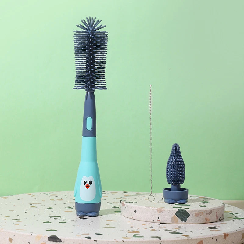 Baby Bottle Brush 360 Degree Baby Silicone Cup Bottle Cleaning Brushes Set andheld Soft Head Food Grade Brushes