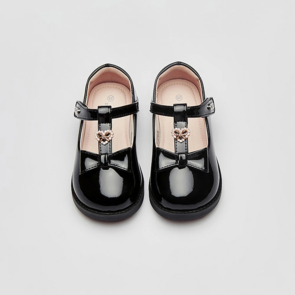 Dave Bella Girls' Leather Shoes Black Autumn New Collection Children's Princess Shoes Soft Academy Style Party DB3252588