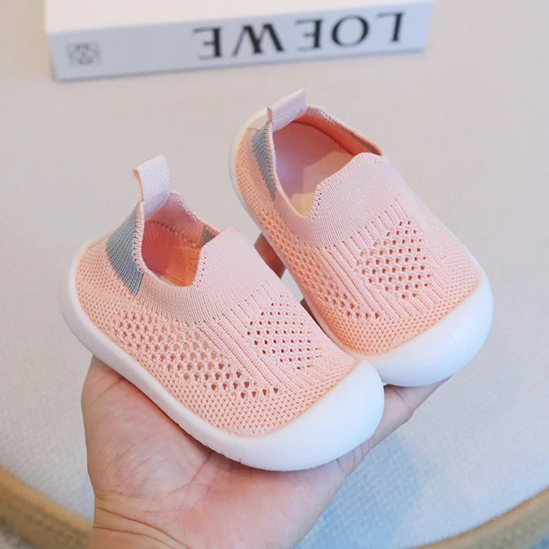 Spring Summer Toddler Shoes Breathable Knitted Kids Sneakers Boys Slip-on Tennis Shoes Girls Soft Non-slip School Casual Shoes