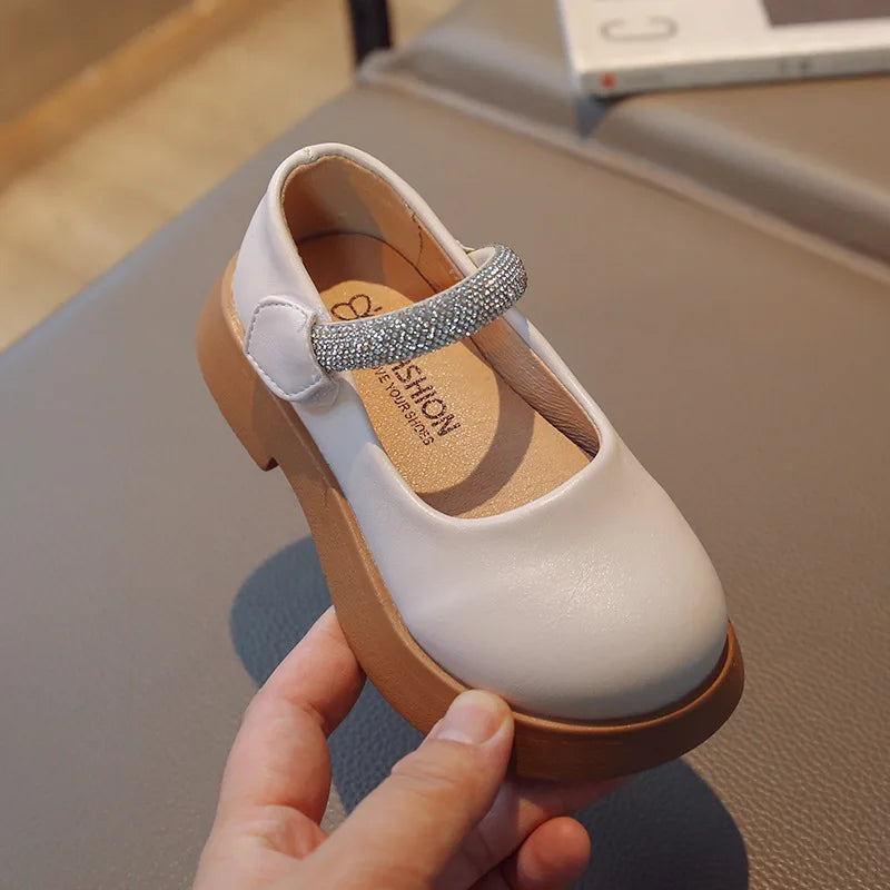 Girls' Princess Shoes Autumn New Children's Soft Sole Fashion Rhinestone Leather Shoes School Party Wedding Kids Shoes J122