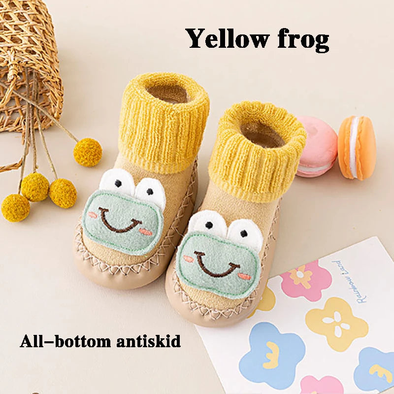 Cute Cartoon Animal Baby Shoes Foot  Floor Socks For Boy Girl Winter Soft Cotton Anti Slip Soled Newborn Toddler First Walkers