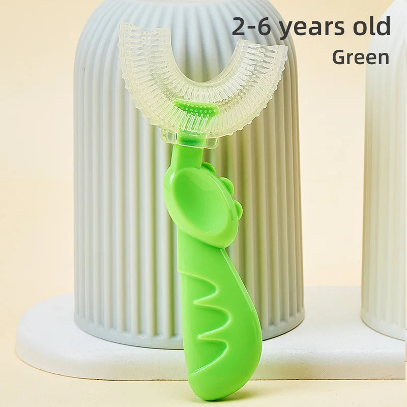 2-6 Years Baby 360 Degree U-shaped Oral Care Cleaning Silicone Soft Toothbrush Cartoon Cute Children's Toothbrush