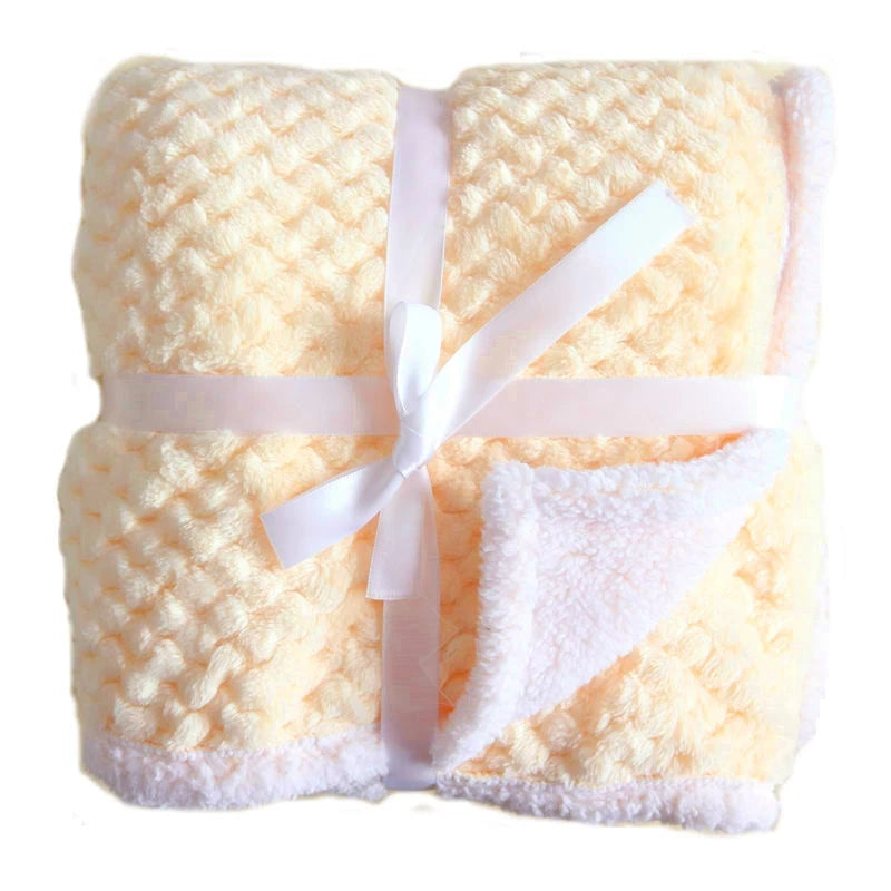 Baby Blankets New Thicken Double Layer Coral Fleece Infant Swaddle Bebe Envelope Wrap Owl Printed Newborn Baby Bedding Blanket