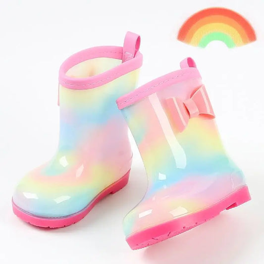 Cartoon Rain Boots For Children Girl Cute Kids Girl Mid-Calf Waterproof Rain Boots Little Baby Girl Outwear Non-Slip Water Boots