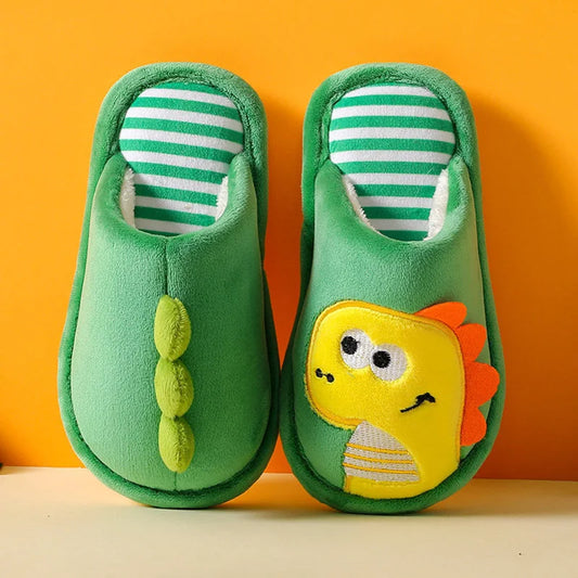 Winter Children‘s Slippers New Kids Slippers Dinosaur Warm Plush Indoor Autumn Non-Slip Soft Plush Slipper For Boys Girls