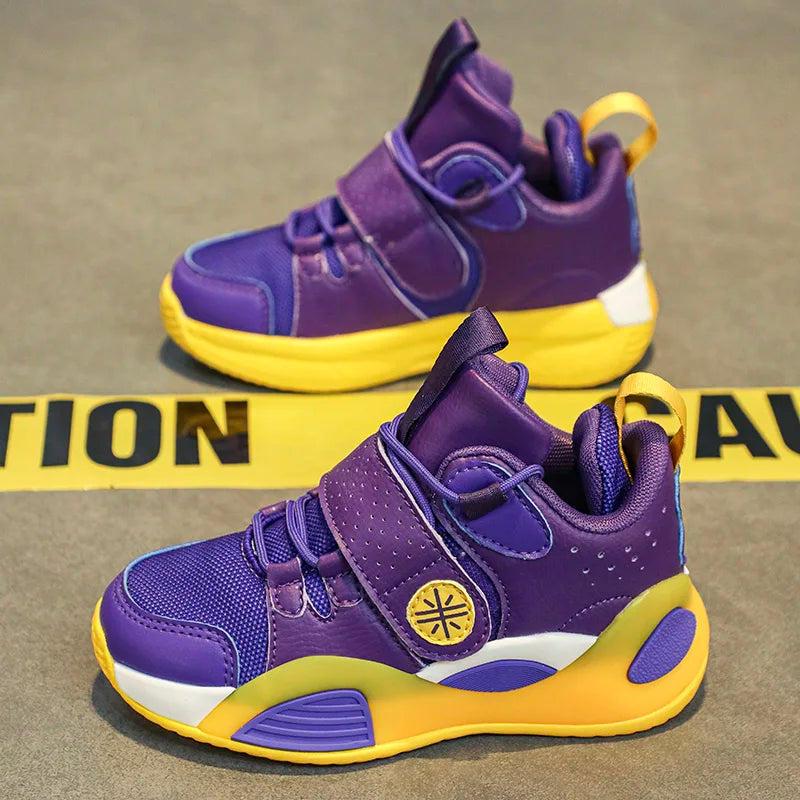 Student non-slip springback sports shoes 2024 new children's shoes double mesh breathable training basketball shoes