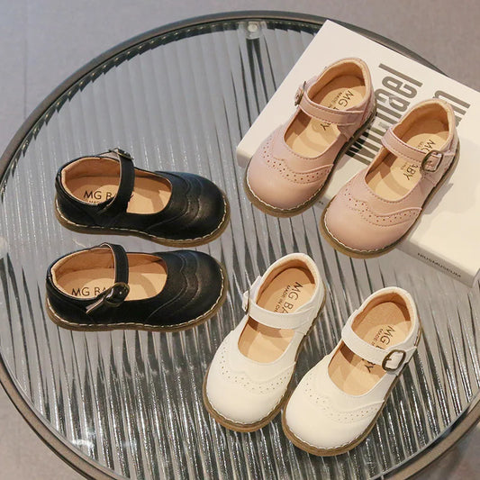 2024 Spring Autumn Kids Soft Leather Shoes For Girl School Party Buckle Strap Girls Shoes