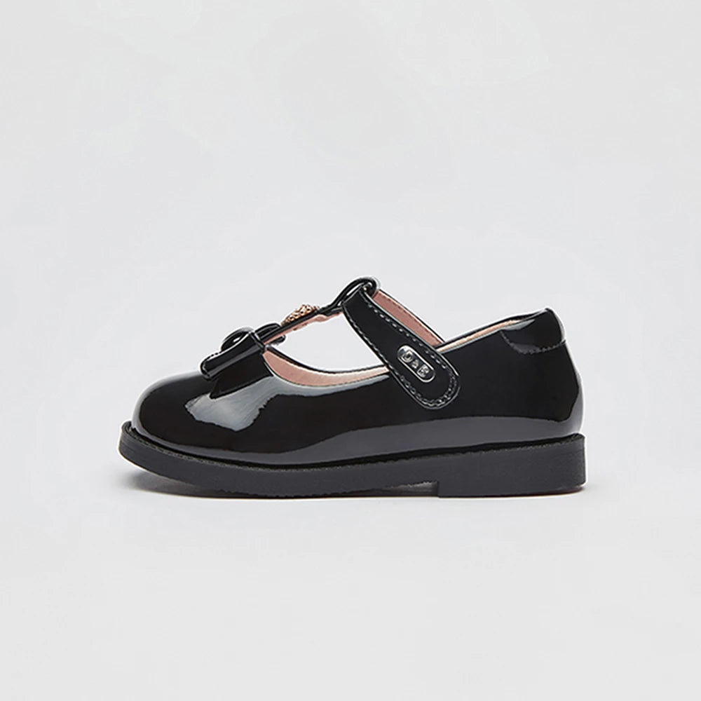 Dave Bella Girls' Leather Shoes Black Autumn New Collection Children's Princess Shoes Soft Academy Style Party DB3252588