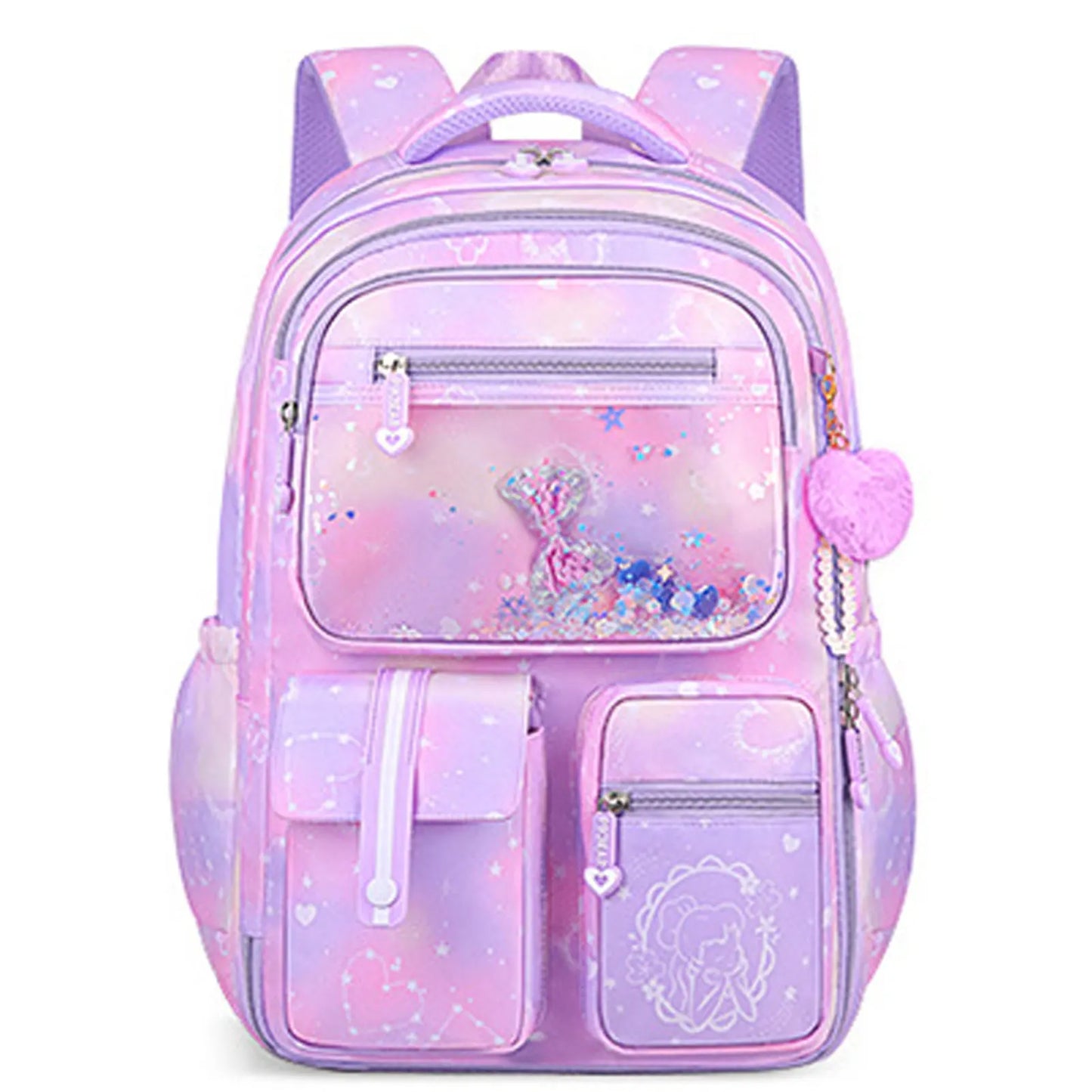 Girls' School Backpack – Macaron Color-Block Design with Rainbow Zipper, Premium Large-Capacity Bag for Kids and Teens