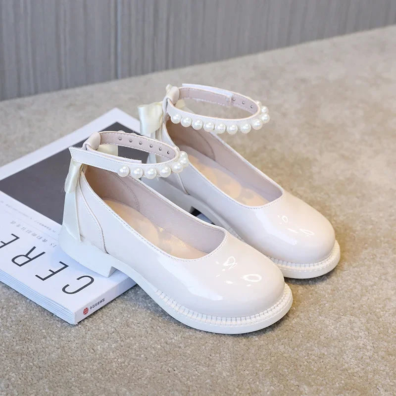 Spring Autumn Girl Glossy Leather Shoes Fashion Children Princess Causal Dress Flats Sweet Bowtie Kids School Mary Jane Shoes