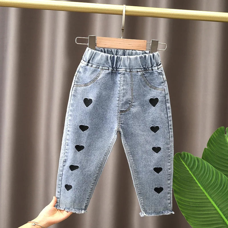 Spring Autumn Girls' Baby Clothes Elastic Band Jeans Pants for Girls' Clothes Baby's Birthday Jeans trousers