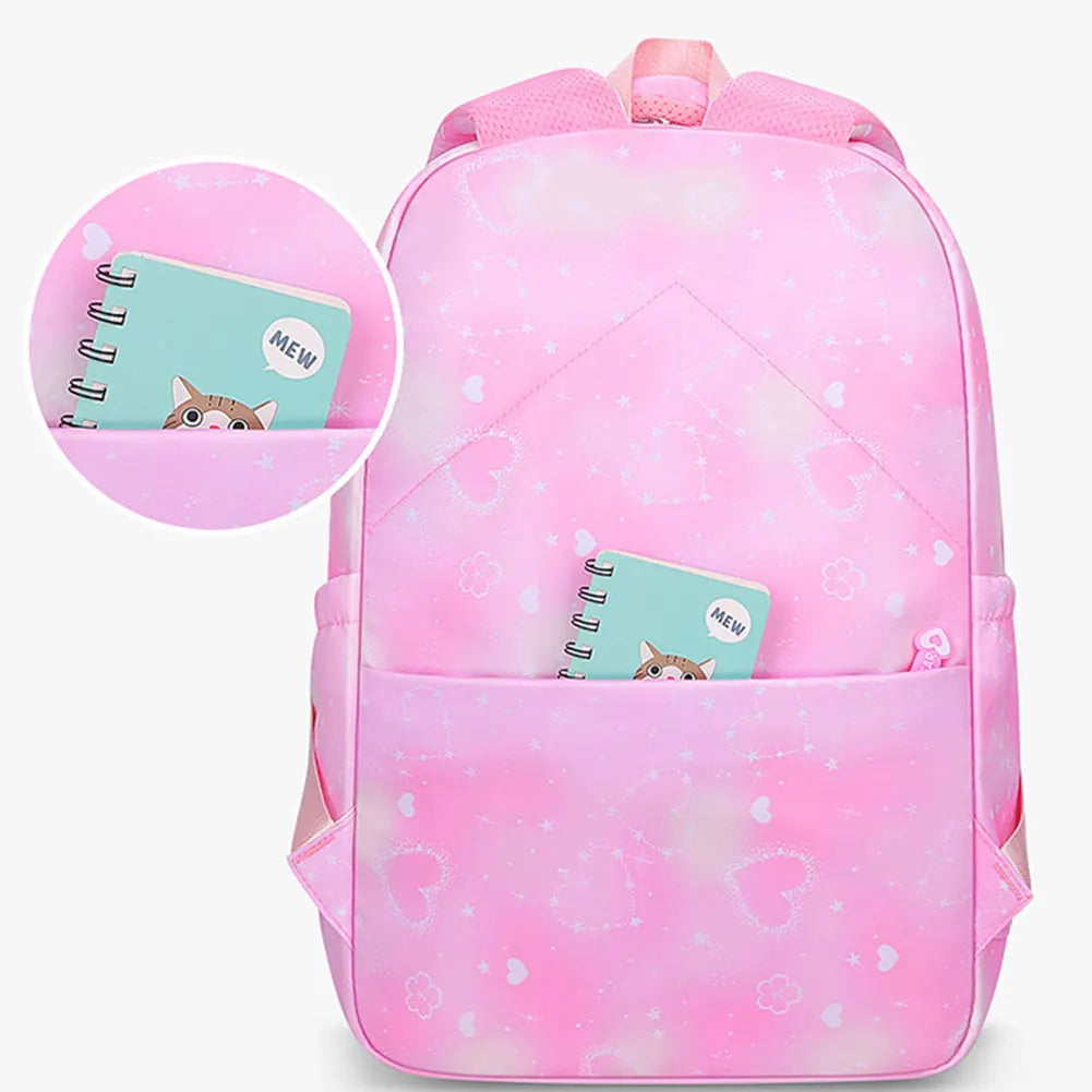 Girls' School Backpack – Macaron Color-Block Design with Rainbow Zipper, Premium Large-Capacity Bag for Kids and Teens