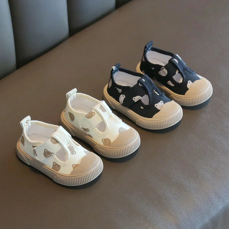 Children's Casual Canvas Sneakers – Spring/Autumn Outdoor Shoes with Animal Print Design for Toddlers and Young Kids (Boys & Girls)