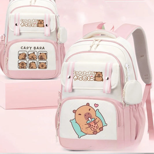 Capybara Print Backpack Girls Boys Cute Cartoon Outdoor Travel Bagpack Large Capacity Capybara Birthday Gifts Teeneger Schoolbag