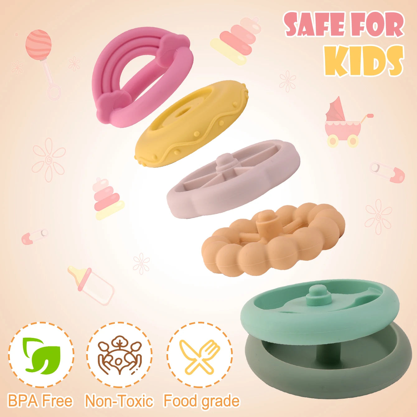 Color Kids 1Set Silicone Stacking Blocks Teether Toy BPA Free Soft Building Montessori Baby Toys 0-12M Safe Chewing Toy