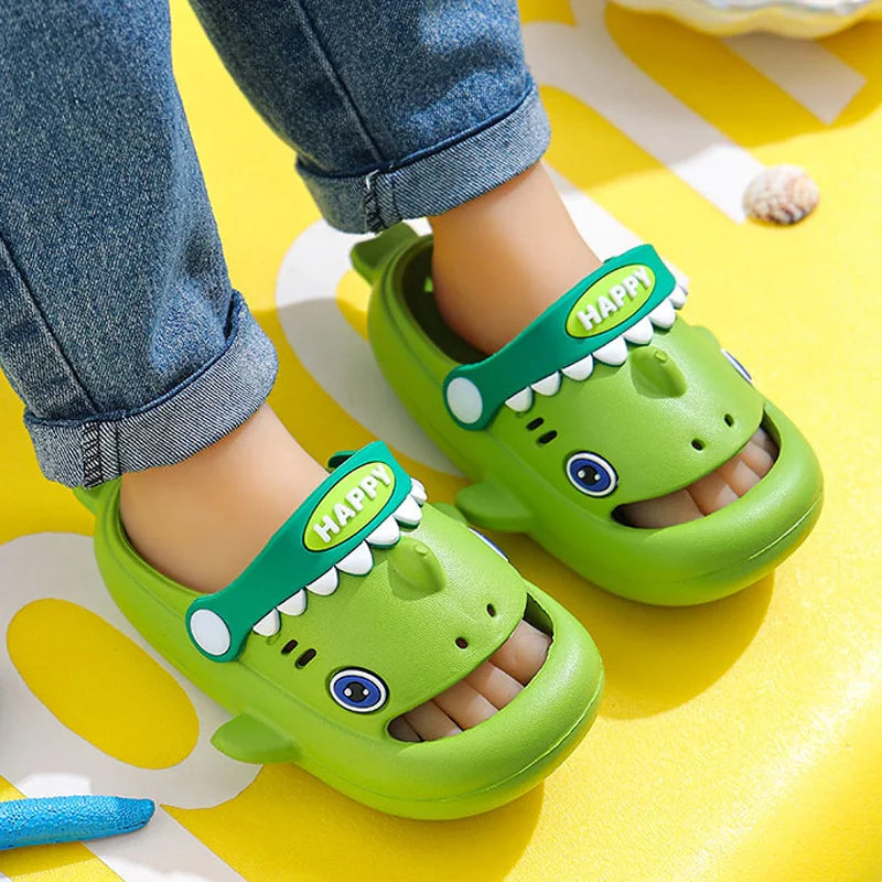 Cute Baby Shark Clogs For Children Closed Toe Slip On Sandals Anti-slip Garden Shoes Boys Girls Outdoor Casual Beach Slippers
