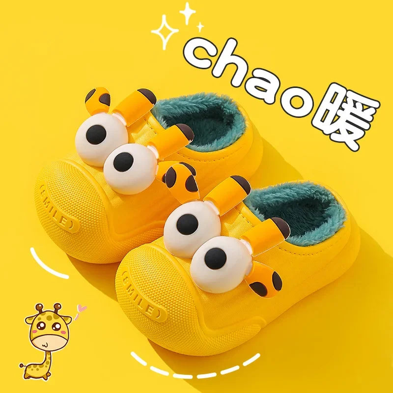Children Shoes Winter Baby Cartoon Warm Cotton Plush Slippers Antiskid Slippers House Kids Lovely Waterproof Sandalias De Mujer