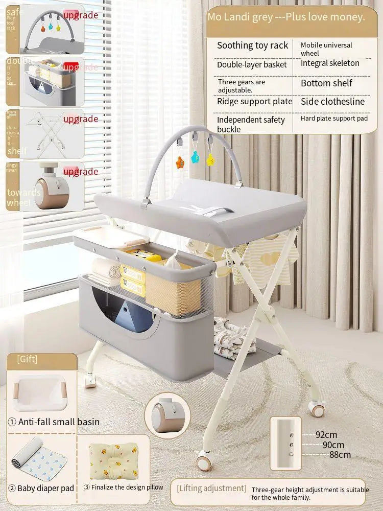 Diaper-Changing Table Baby Care Desk Multifunctional Foldable Massage Touch Newborn Baby Bath Bed Change Diaper-Changing Table
