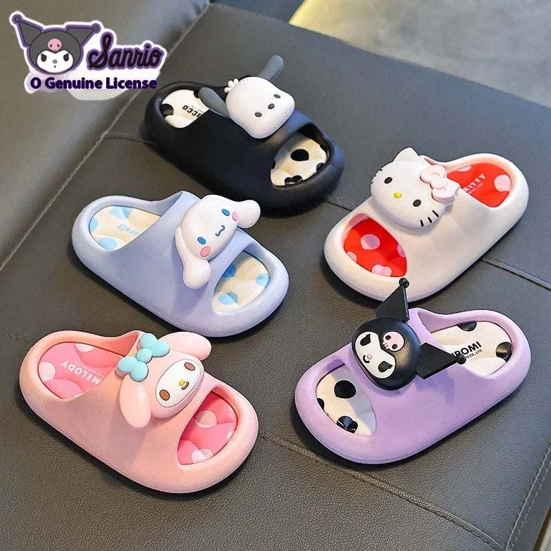 Sanliou Summer Children's Cool Slippers for Girls 2025 New Kuromi Anti slip Middle and Small Children's Baby Bathing Cool Drag
