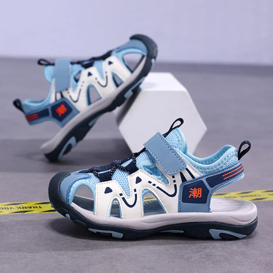 Summer Kids Beach Sandals Shoes Closed Toe Anti Bump Children's Walking Flat Shoe Outdoor Breathable Boy's Soft Sole Sandals